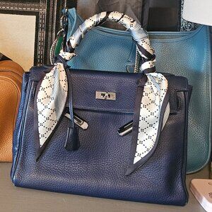 Hermes Kelly 32 Retourne Clemence Blue Palladium HW